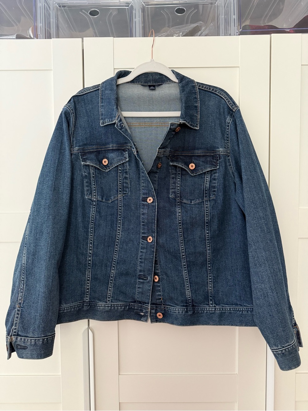 Classic Lands End Dark Blue Stretch Denim Jacket - 2X